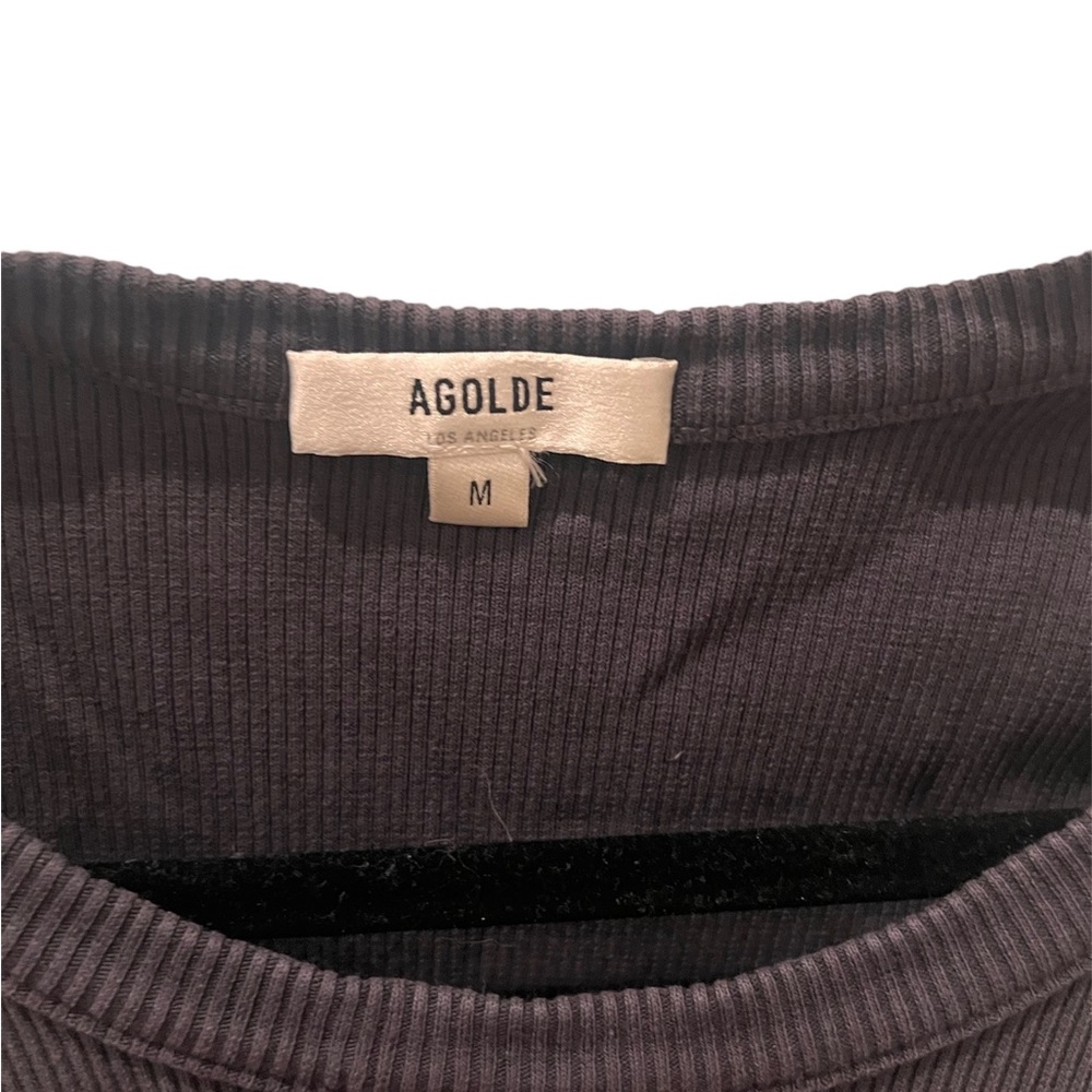 Agolde.  Poppy ribbed tank top.  Charcoal. size M